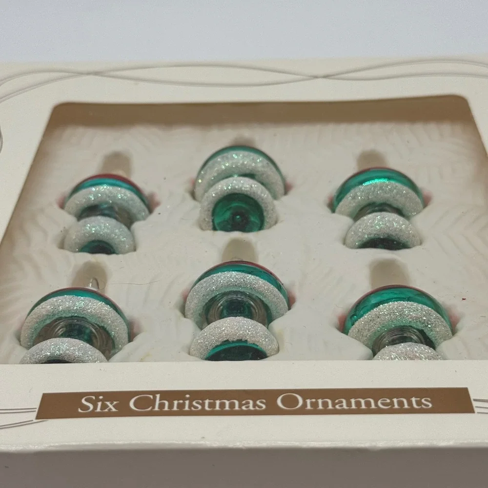 Vintage Bradford Dayton Hudson Glass Mushroom Ornaments Boxed Set 6 Kitsch